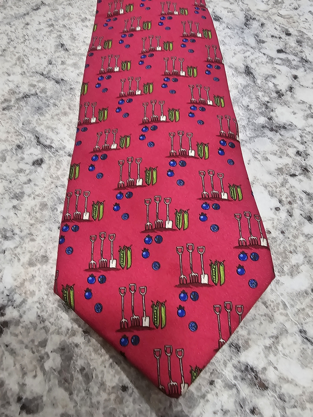VINTAGE NWT Brooks Brothers Makers Silk Tie Red Gardening Tools Garden USA Made